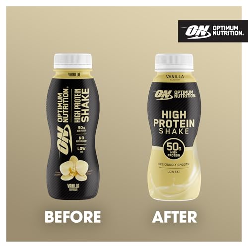 ON High Protein Shake Bottles, Ready To Drink Healthy Snacks, No added sugars, low fat, Post Workout Snack for Men and Women, Vanilla Flavour, 12x500ml, Packaging may vary - Image 3
