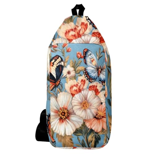 Sac à dos à bandoulière papillon pivoine multicolore 16x36cm