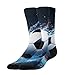 UTRSIFB Girl's Leisure Sports Socks, All Season Stockings, Soft Fashion Breathable Dress Decor Boots Socks Purple Flame Soccer