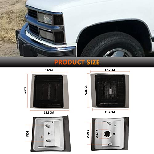 Bestview Front Turn Signal Corner Light Assembly, Upper Lower Side Marker Reflector Lamp, Chrome Housing Smoked Lens Compatible With Chevy C/K 10 Pickup Truck 1500 2500 3500 1994-1998 Tahoe 1995-1999 #TOP5