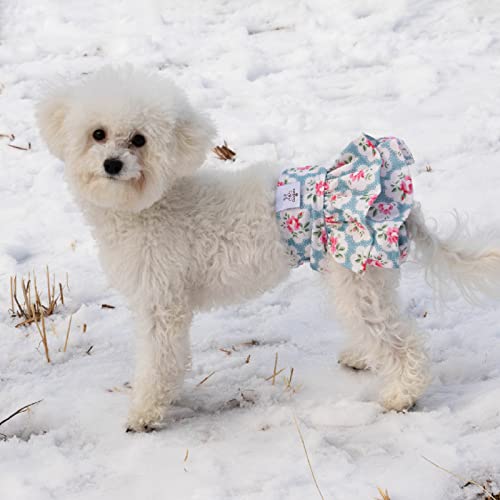 Image of CuteBone Female Dog Diapers with Skirts 3 Pack Reusable Puppy Dresses Pants for Heat Cycle Period QBD03XS