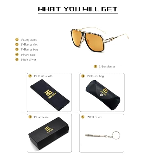 Image of Aviator Sunglasses for Men Retro Fashion Gold Oversized 70s shades | Disco Party Casual Lentes De Sol Hombre Large Big Designer 70s Outfits Sun Glasses Cool Metal Vintage Stylish Tinted Eyewear