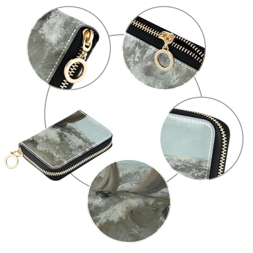 Sea Sailing Ship Courbet Painting Womens Wallets Zip Around Cute Card Holder Wallets RFID Blocking Small Coin Purse Pouch with Zipper4