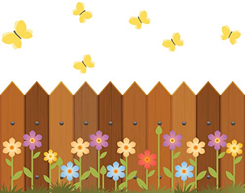 Vinilos decorativos flores y cerca de madera para habitación infantil miniatura 3