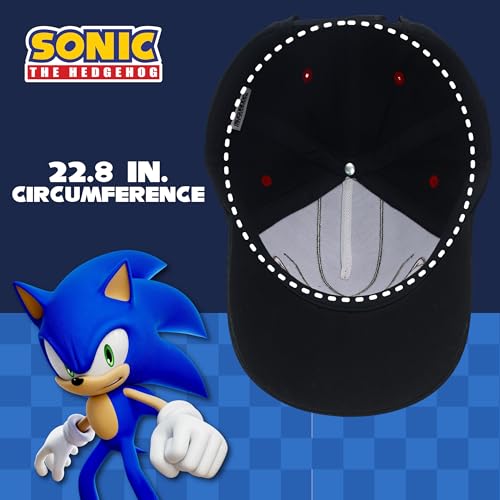 Image of Shadow The Hedgehog Baseball Cap, Adult Sonic Adjustable Snapback Hat with 3D Ears and Curved Brim, Black, One Size