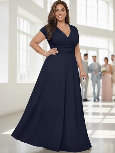 Image of KOH KOH Womens 2026 Sexy Cap Short Sleeve V-Neck Flowy Cocktail Gown
