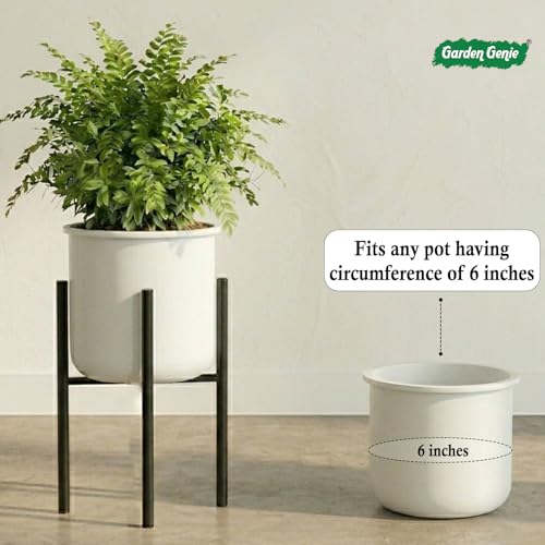 Image of Garden Genie 3 Leg Metal Plant Stand | Heavy Duty Iron Planter Stand for Indoor & Outdoor | Flower Pot Stand for Balcony, Living Room & Garden, Black
