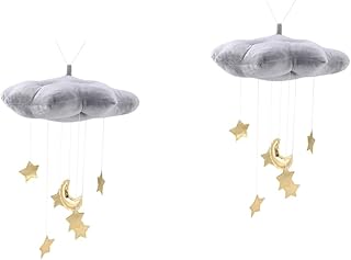 Toyvian 2 Peças Decoração De Bebê Decoração Nórdica Decoração De Casa Berço Lua Estrela Pingente Nuvem Decoração De Parede Nuvens Estrelas Lua Guirlanda Pendurado Ornamento Nuvem
