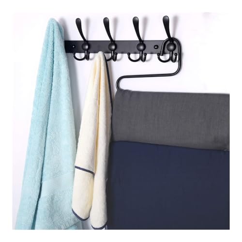 Perchero de pared de acero inoxidable resistente con ganchos triples negros 5