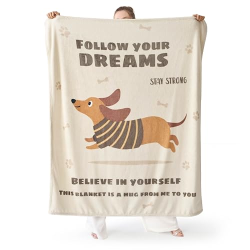 Bedsure Fleece Dog Throw Blanket - Dog Blanket Gifts For Dog Lovers, Soft Cozy Throws for Bed Single Size, Khaki, 130x150cm