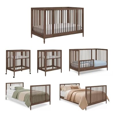 Delta Children Jalen Grow with Me 9-in-1 Convertible Crib, Teak Brown