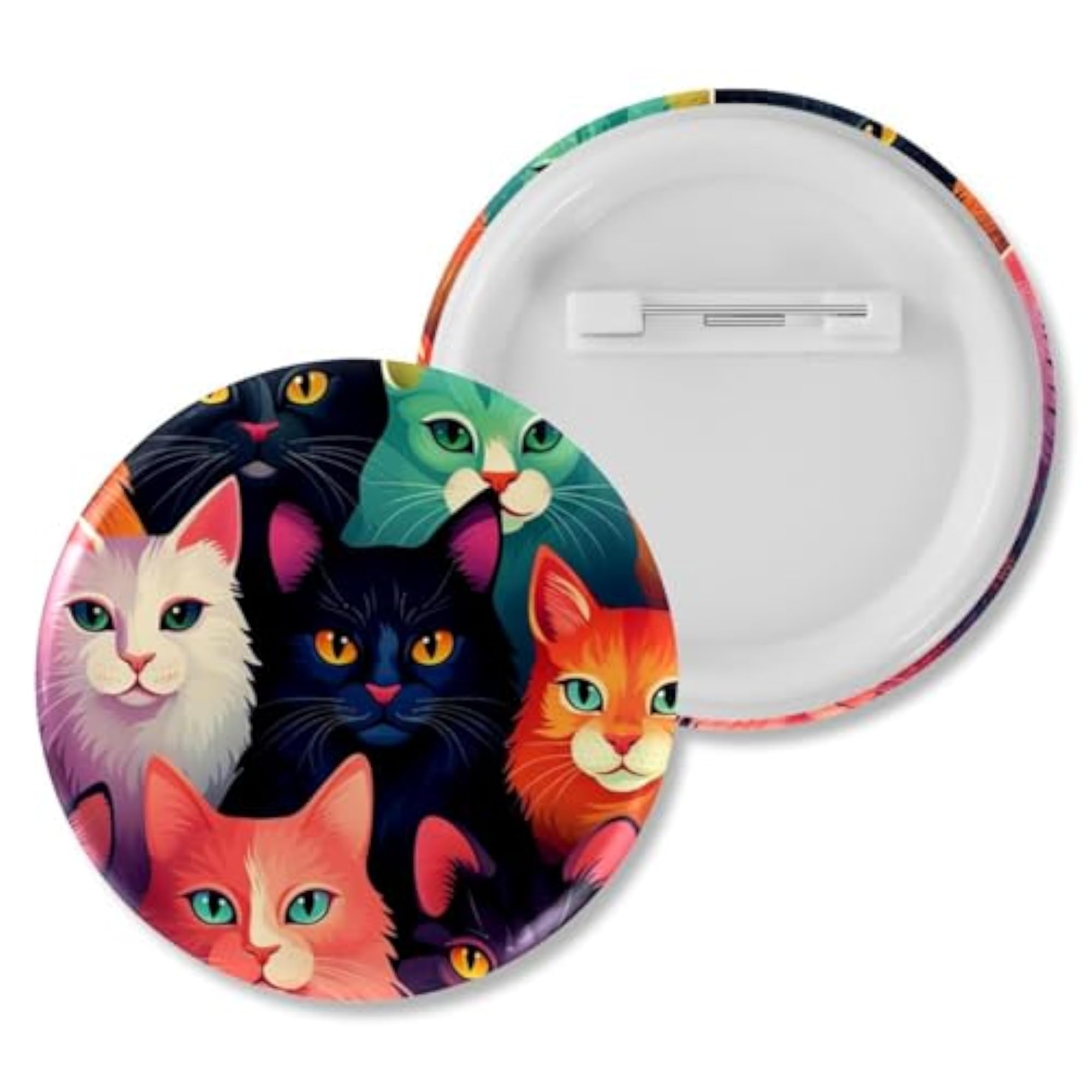 Children's Colorful Cat Trendy Button Pins 6-Pack