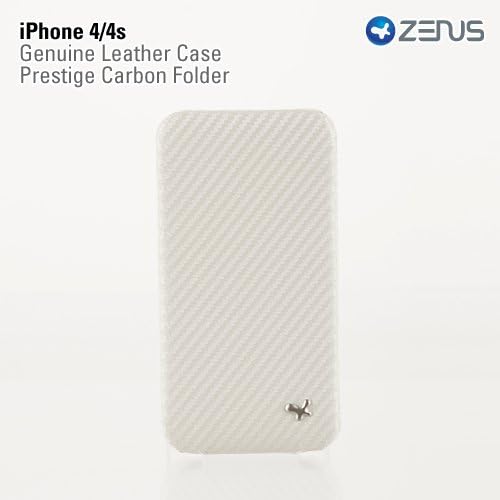 iPhone 4 / 4S Carbon Folder Collection - Top Quality Genuine Leather - White