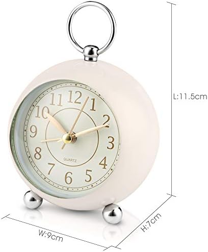 FIOLOM Silent Alarm Clocks Bedside Non Ticking Battery Powered Analogue Alarm Clock Bedroom Retro Simple Desk Clock Light Quiet Table Clock Loud Vintage Alarm Clocks for Heavy Sleepers Office