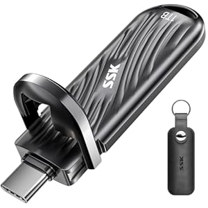 SSK USB 1TB Externe SSD mit bis zu 2000 MB/s, Typ-c Externe Festplatte Solid State Laufwerke USB 3.2 Gen 2X2 Memory Stick für iPhone15/16 Pro ProRes Mac/WTG/Android, Zinklegierung