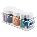 mDesign Small Plastic Bathroom Storage Container Bins with Handles for Organization in Closet, Cabinet, Vanity or Cupboard Shelf, Accessory Organizer for Hair Tools - Ligne Collection - 4 Pack - Clear