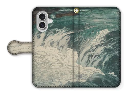 手帳型 iPhone17互換 スマホケース 【アートシリーズ】 吉田博 ☆新版画☆ 浮世絵 絵画 芸術 アート 風景画 (渓流)