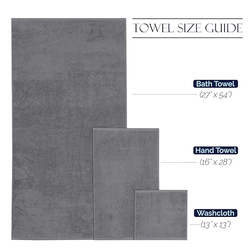 Image of Elegant Comfort Premium Cotton 8-Piece Towel Set, Includes 4 Washcloths, 2 Hand Towels and 2 Bath Towels, 100% Turkish Cotton - Highly Absorbent and Super Soft Towels for Bathroom, Grey