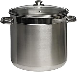 wilko Stock Pot 12l, Lightweight Stainless Steel Stock Pot, Dishwasher Safe Glass Stock Pot, 22.0cm h x 29.6cm w X 38.4cm d