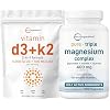 Micro Ingredients Vitamin D3 5,000iu + K2 100mcg Softgels & Pure Triple Magnesium Complex 400mg Capsules | 2 Pack Bundle | Essential D & K Sunshine Vitamins | Glycinate, Malate, Taurate Forms