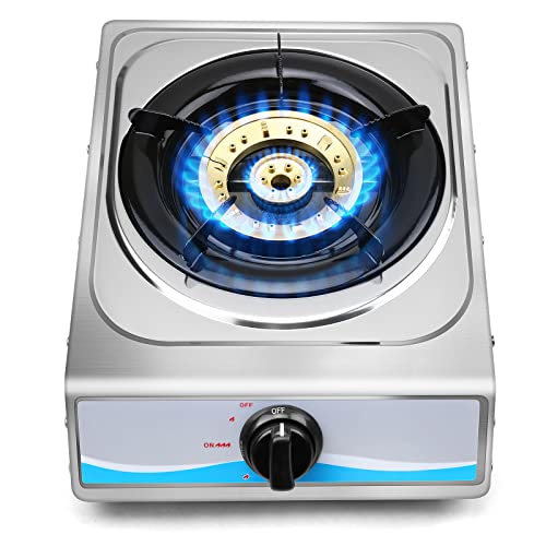 Propane Gas Cooktop?Single Burner Gas Stove Stainless Steel Portable Gas Stove?Auto Ignition