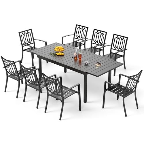 Image of PHI VILLA 9 Pcs Outdoor Dining Set& Expandable Metal Table