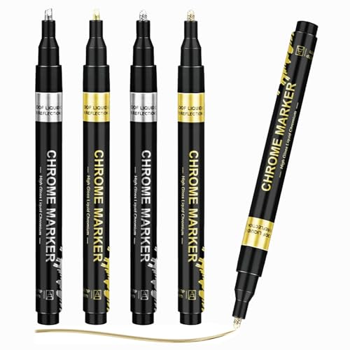 Rotuladores Cromados Metalicos 4 Piezas Marcadores Cromados Metálicos De Alto Brillo Marcadores Metálicos Restauración Marcador Cromado Espejo Reflectante Resistente Al Agua Para Colorear Modelos