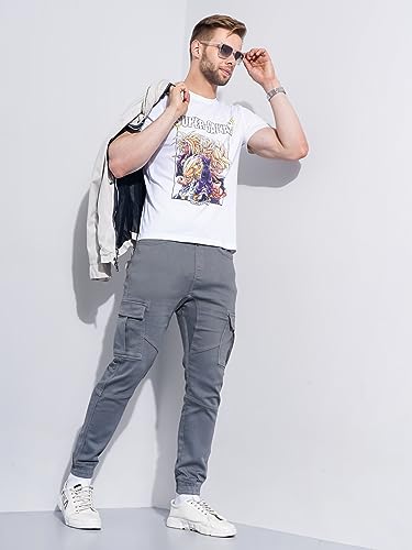 Image of Celio Mens Solid Grey Cargo Pants