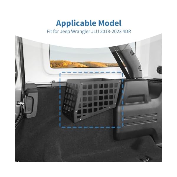 for Jeep JLU Trunk Right Side Molle Storage Bin Cargo Space Organizer Basket System Storage Carrier Box for Jeep Wrangler JLU 2018-2023 4DR Modular Storage Solution for Hardtop - Image 4