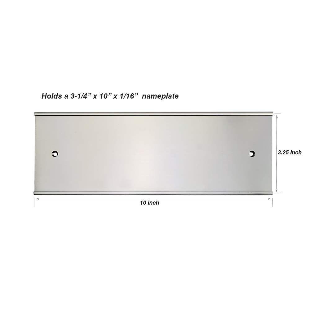 3-1/4 x 10 x 1/16 inch Wall Mount Nameplate Holder (Silver)