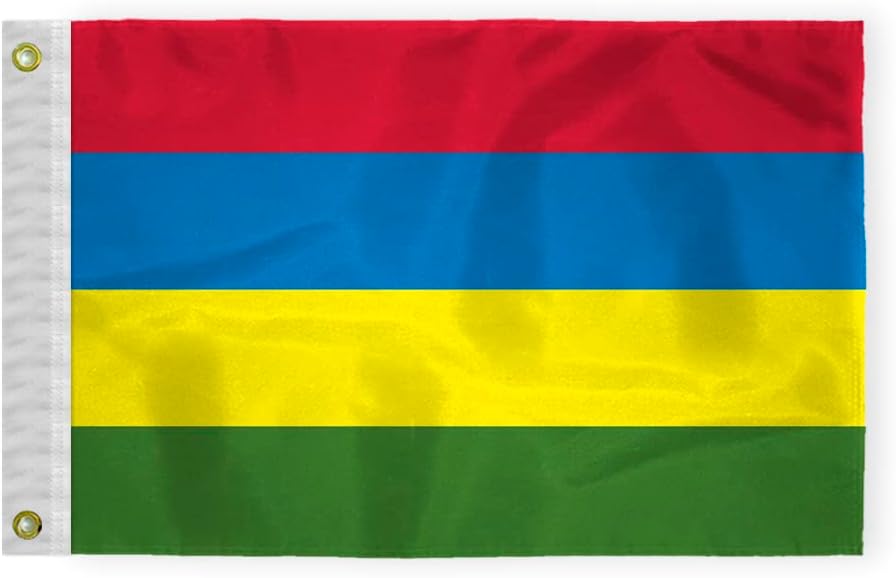 AGAS Mauritius Nautical Flag 12x18 inch Mini Mauritian National Flag Outdoor 200D Nylon Double Stitched Hem Rust Proof Brass Grommets