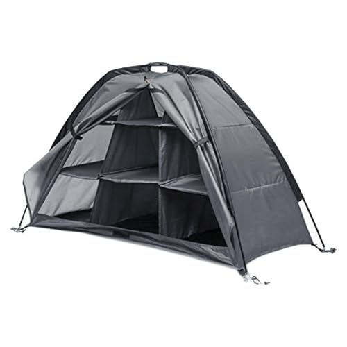 para almacenamiento de camping – Cobertizo para exteriores | Canopato con cremallera plegable de 9 compartimentos | Organizador de tela Oxford 210D, soporte de engranajes con 9 secciones para barbacoa