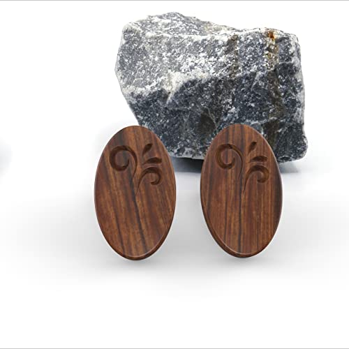 Wood Earrings-Oval With An Ornamental Made In Usa #TOP2