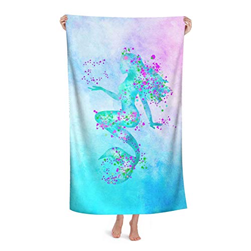 Bloom Somewhere Mermaid Beach Towel Sand Free Microfiber With Mermaid Princess Design Oversized Large Beach Towels Highly Absorbent Swim Bath Towels For Girls Women And Kids 32" X 52" #TOP6