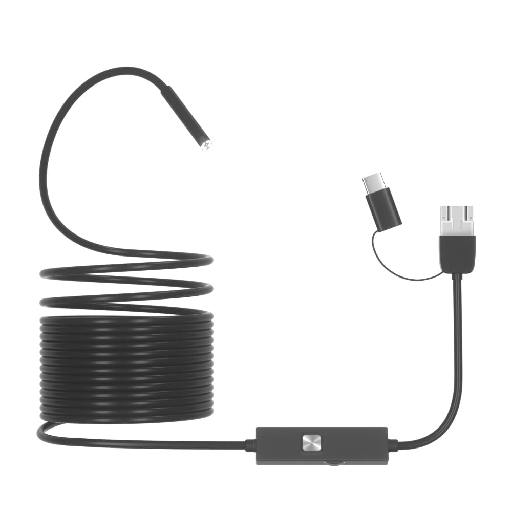 Extra-Long Endoscope Camera with Lighting, 3-in-1 Snake Camera, 32.8feet (About 10 Meters) semi-Rigid Wire, Used for Pipeline Inspection, 640P high-Definition Endoscope, Suitable for Android and PC