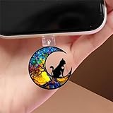 Cat on Moon with Tree Dust Plug Acrylic Charms for electronic products,Type-C Charging Port Dust Plugs Pendant Compatible with E-Reader Phone Tablet, Gift for Christmas, Birthday, Anniversary Day