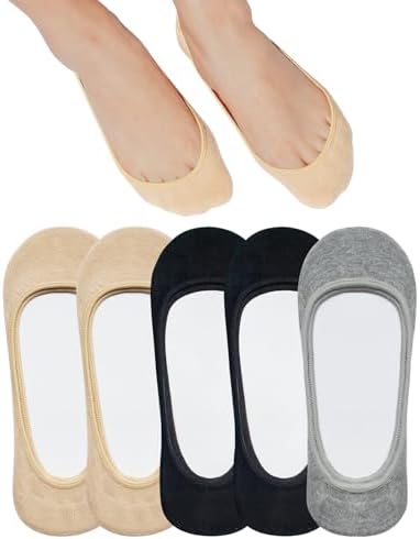 SIXDAYSOX No Show Socks Women for Flats 4 to 8 Pack Non Slip Invisible Ultra Low Cut Socks Shoe Size 5-8/9-11