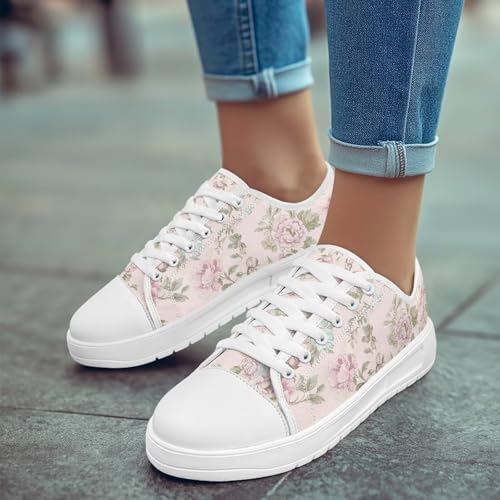 Tennis Canvas Shoes for Women White Sole Canvas Sneakers Womens Fashion Classic Lace Up Walking Shoes4
