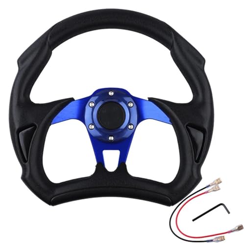 DSFDFDG Steering Wheel Universal Car Steering Wheel 13 Inches 320MM Aluminum Leather Aluminum Racing Sport Steering Wheel With Logo Auto Accessories For Racing(Blue)