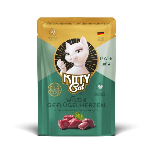 KITTY Cat Paté Mix 2, 6 x 85 g, Nassfutter für Katzen im Probierpaket, getreidefreies Katzenfutter mit Taurin, Lachsöl und Grünlippmuschel, Alleinfuttermittel mit hohem Fleischanteil, Made in Germany