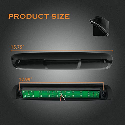 Image of Third 3rd Brake Light, LED High Mount Stop Light for 2007-2013 Chevy Silverado /GMC Sierra 1500 2500HD 3500HD, Rear Center Cab Roof Tail Cargo Lamp, Smoke Lens