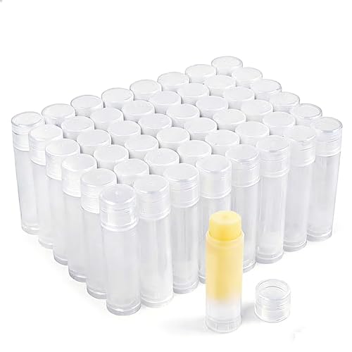 Pilloze 50 PCS Clear Lip Balm Tubes Empty 5.5ml Twist-up Chapstick Tubes with Caps Portable BPA-Free & Leak-Proof Lip Balm Containers Bulk for DIY Homemade Lipstick Chapstick Solid Perfume