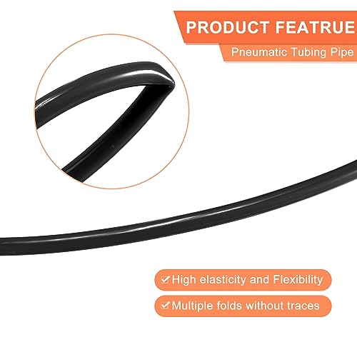 Image of MECCANIXITY Pneumatic Tubing Pipe, 4mmx2.5mm 525ft 160 Meters PU Air Line Tubing Hose Tube Black for Fluid Transfer Air Compressor