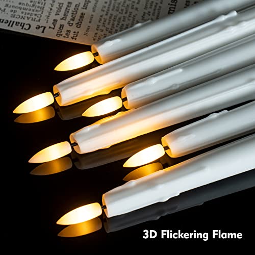 Yongmao Real Wax Flameless Taper Candles With Remote, 9.6 Inches Led Window Candles 3D Wick Flickering Battery Operated Candles Warm Light, Wax Drip, Set Of 6 For Christmas Home Wedding Decor (White) #TOP2
