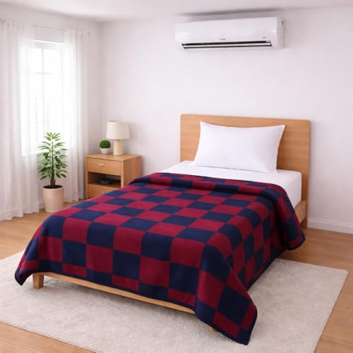 Image of Single Bed Dohar Royal Navy Maroon | Lightweight Summer Quilt | Soft Microfiber AC Blanket | Breathable All Season Comforter | Skin Friendly Bed Cover