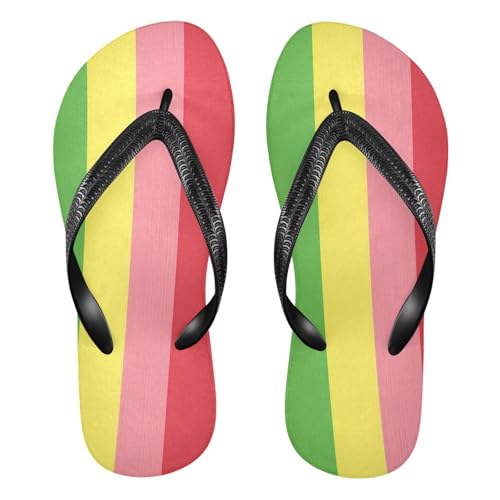 CEBUGI Unisex Flip Flop -Flat Sandal -NonSlip Couple Slippers -Natural Rubber Foam Soles Ultimate Comfort and Durability for Indoor Outdoor|Colorful Patchwork Pattern