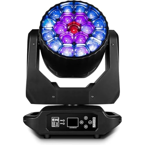 SHEHDS Moving Head Lights LED 19X20W Beam/Wash/Zoom/Dazzle/Strobe Effect RGBW 4in1 Big Bee Eye Stage Lights 4-45°Beam Angle CTO Mode DMX Control for
