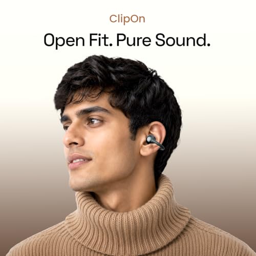 Image of ACwO DwOTS Flow 2 Open-Ear OWS Earbuds with Smart Case Control, Clip-On Design with Ear Hooks, AI-ENC Mic, Up to 60 Hours Playtime, Dual Connectivity, IPX5 Sweat Resistance, Wireless Earbuds (Grey)