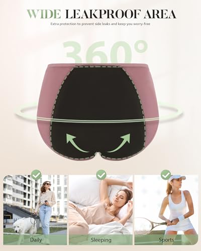 Image of TANSTC Period Underwear for Women Heavy Flow Leakproof Panties Soft Fit Teens High Waisted Menstrual Panties -3 Pack