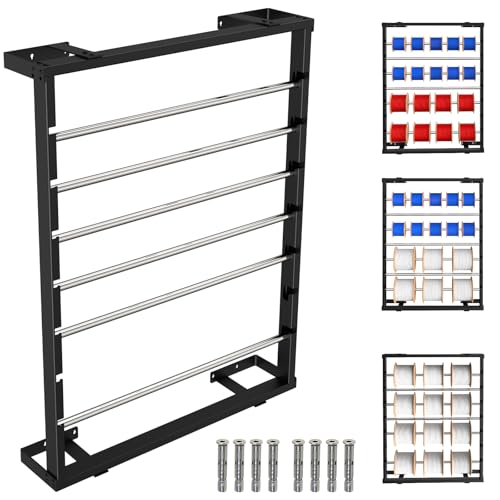 ATOLS Heavy Duty Wall-Mounted Wire Spool Rack 6 Adjustable Rods Cold-Rolled Steel Cable Caddy for Electrical Wire Storage Romex Wire Dispenser & Spool Holder for Industrial Garage Workshop